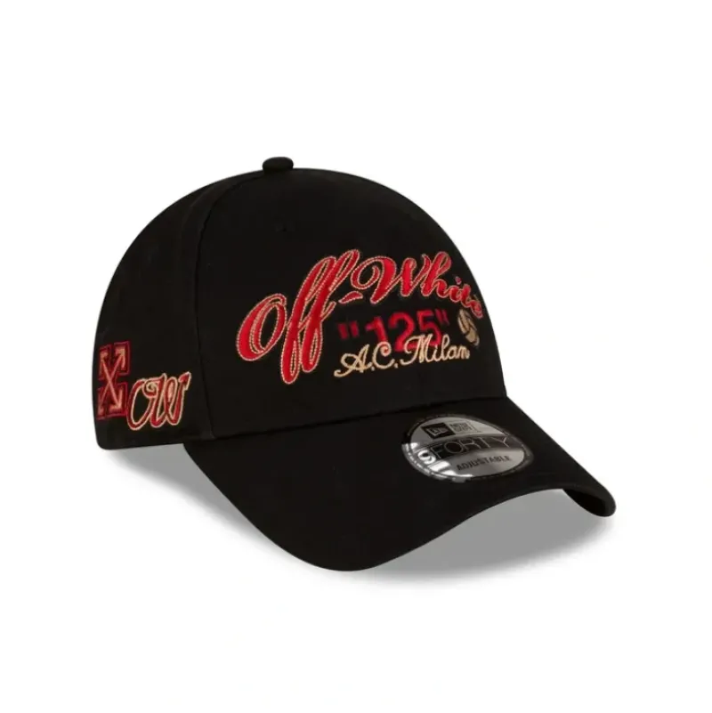 Cheap AC Milan x OffWhite Twill 9FORTY Adjustable Hat - KTGCaps - Baseball caps for various teams, purchased online at a discount Caps