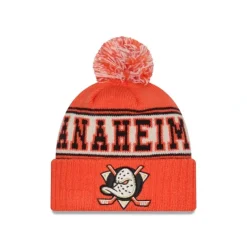 Flash Sale Anaheim Ducks Retro Pom Knit Hat - KTGCaps - Baseball caps for various teams, purchased online at a discount Caps