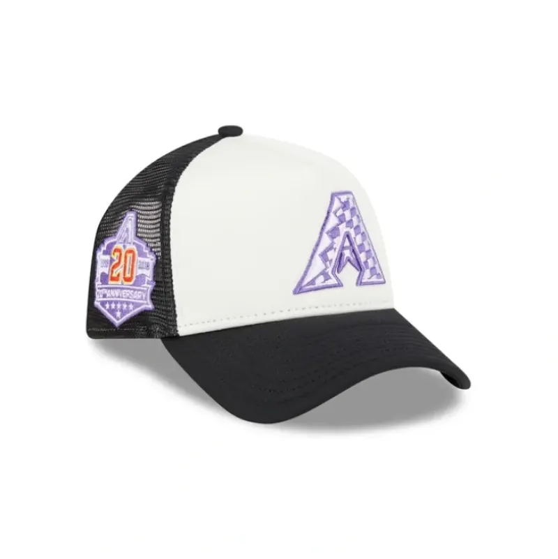 Best Sale Arizona Diamondbacks Checkered Flag 9FORTY AFrame Trucker Hat - KTGCaps - Baseball caps for various teams, purchased online at a discount Caps