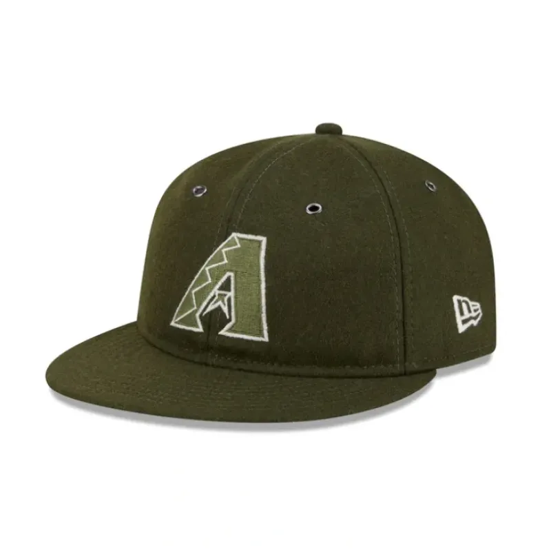 New Arizona Diamondbacks New Olive Wool Retro Crown 59FIFTY Fitted Hat - KTGCaps - Baseball caps for various teams, purchased online at a discount Caps