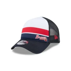 Hot Atlanta Braves Color Block 9FORTY AFrame Trucker Snapback Hat - KTGCaps - Baseball caps for various teams, purchased online at a discount Caps