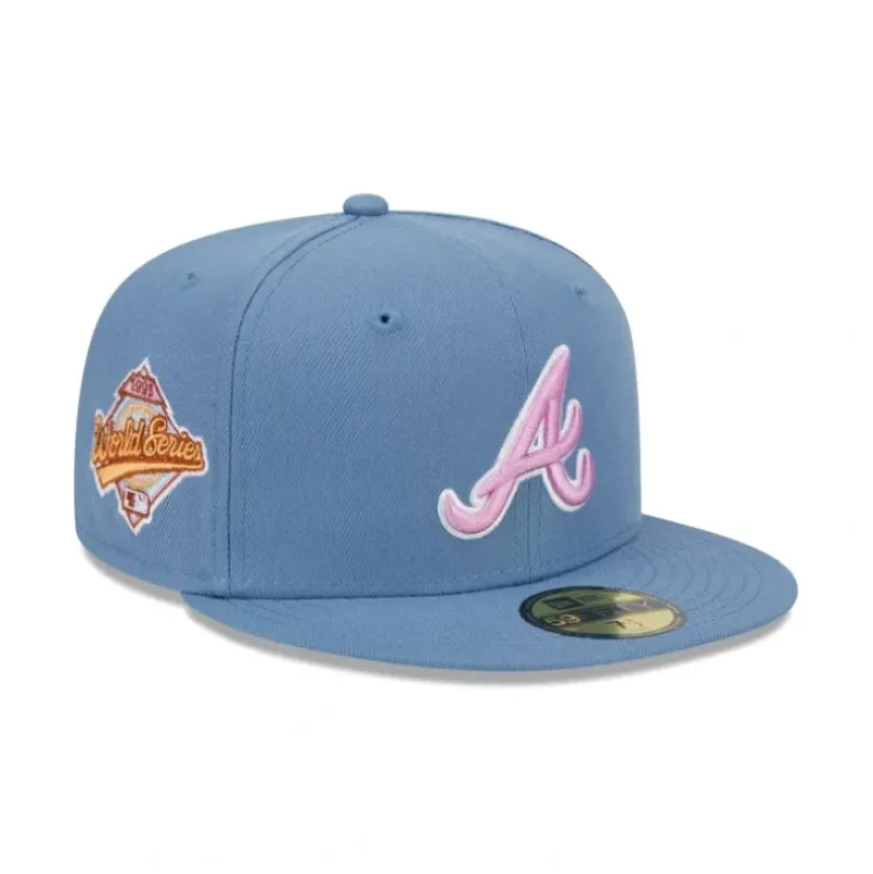 Best Atlanta Braves Color Pack Faded Blue 59FIFTY Fitted Hat - KTGCaps - Baseball caps for various teams, purchased online at a discount Caps