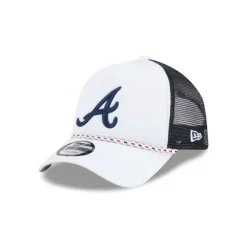 Flash Sale Atlanta Braves Court Sport 9FORTY AFrame Trucker Hat - KTGCaps - Baseball caps for various teams, purchased online at a discount Caps