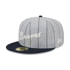 Sale Atlanta Braves Heather Pinstripe 59FIFTY Fitted Hat - KTGCaps - Baseball caps for various teams, purchased online at a discount Caps
