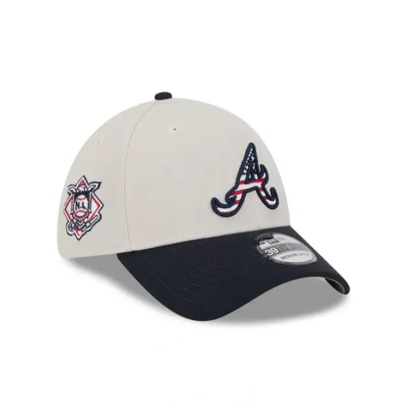New Atlanta Braves Independence Day 2024 39THIRTY Stretch Fit Hat - KTGCaps - Baseball caps for various teams, purchased online at a discount Caps