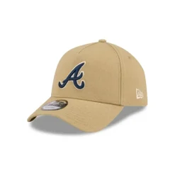 Shop Atlanta Braves Logo Essentials Khaki 9FORTY AFrame Snapback Hat - KTGCaps - Baseball caps for various teams, purchased online at a discount Caps