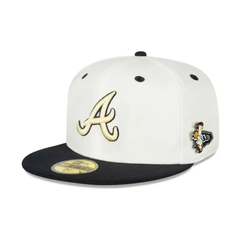 New Atlanta Braves Mascot Pin 59FIFTY Fitted Hat - KTGCaps - Baseball caps for various teams, purchased online at a discount Caps