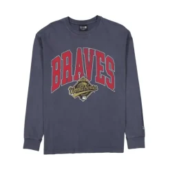 Best Sale Atlanta Braves Oversized Essentials Long Sleeve TShirt - KTGCaps - Baseball caps for various teams, purchased online at a discount Caps