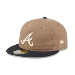New Atlanta Braves Wax Canvas Retro Crown 59FIFTY Fitted Hat - KTGCaps - Baseball caps for various teams, purchased online at a discount Caps