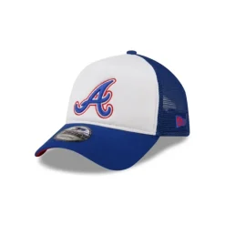 New Atlanta Braves White Crown 9FORTY AFrame Trucker Hat - KTGCaps - Baseball caps for various teams, purchased online at a discount Caps