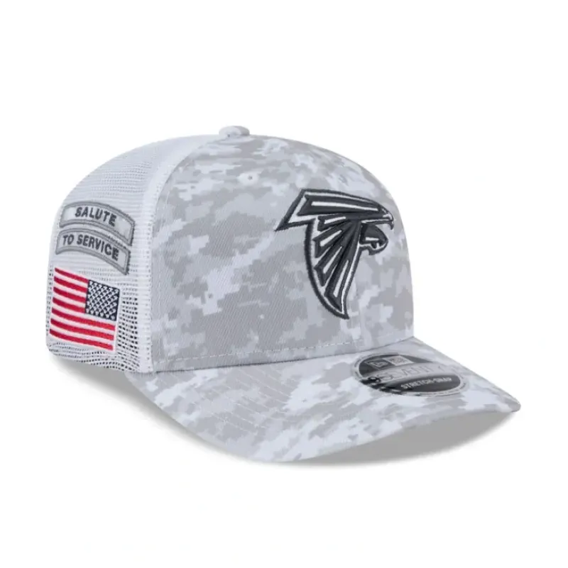 Shop Atlanta Falcons 2024 Salute to Service 9SEVENTY Trucker Hat - KTGCaps - Baseball caps for various teams, purchased online at a discount Caps
