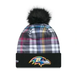 Clearance Baltimore Ravens 2024 Crucial Catch Womens Pom Knit Hat - KTGCaps - Baseball caps for various teams, purchased online at a discount Caps