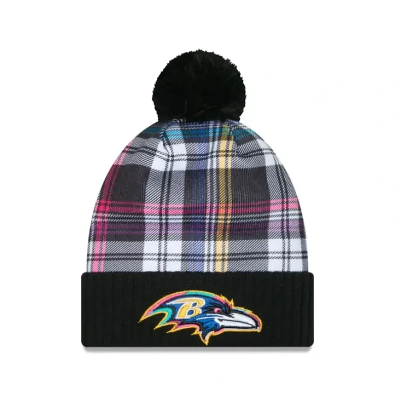 Online Baltimore Ravens 2024 Crucial Catch Sport Pom Knit Hat - KTGCaps - Baseball caps for various teams, purchased online at a discount Caps
