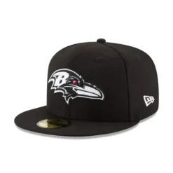 New Baltimore Ravens Black amp White 59FIFTY Fitted Hat - KTGCaps - Baseball caps for various teams, purchased online at a discount Caps