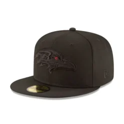 Outlet Baltimore Ravens Black On Black 59FIFTY Fitted Hat - KTGCaps - Baseball caps for various teams, purchased online at a discount Caps