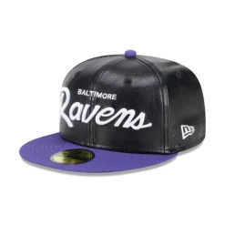 Hot Baltimore Ravens Faux Leather Crown 59FIFTY Fitted Hat - KTGCaps - Baseball caps for various teams, purchased online at a discount Caps