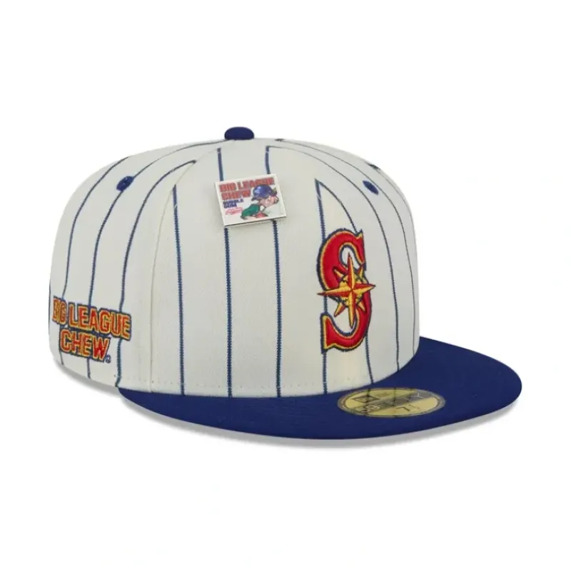 New Big League Chew X Seattle Mariners Pinstripe 59FIFTY Fitted Hat - KTGCaps - Baseball caps for various teams, purchased online at a discount Caps