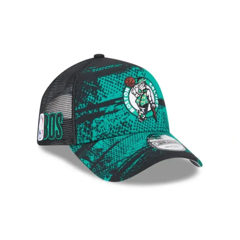 Outlet Boston Celtics 2024 TipOff 9FORTY AFrame Trucker Hat - KTGCaps - Baseball caps for various teams, purchased online at a discount Caps
