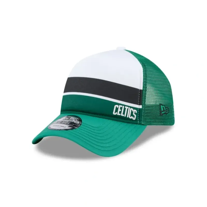 Store Boston Celtics Color Block 9FORTY AFrame Trucker Snapback Hat - KTGCaps - Baseball caps for various teams, purchased online at a discount Caps