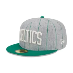 Clearance Boston Celtics Heather Pinstripe 59FIFTY Fitted Hat - KTGCaps - Baseball caps for various teams, purchased online at a discount Caps