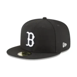Fashion Boston Red Sox Black and White Basic 59FIFTY Fitted Hat - KTGCaps - Baseball caps for various teams, purchased online at a discount Caps