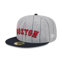 Discount Boston Red Sox Heather Pinstripe 59FIFTY Fitted Hat - KTGCaps - Baseball caps for various teams, purchased online at a discount Caps