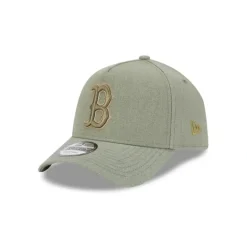 Outlet Boston Red Sox Logo Essentials Olive 9FORTY AFrame Snapback Hat - KTGCaps - Baseball caps for various teams, purchased online at a discount Caps