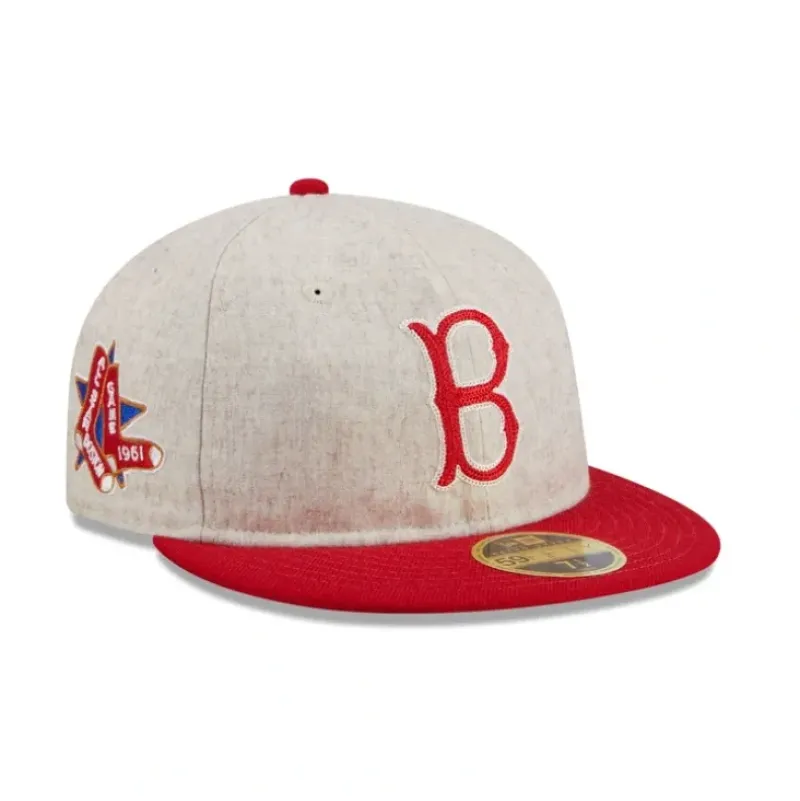 New Boston Red Sox Melton Wool Retro Crown 59FIFTY Fitted Hat - KTGCaps - Baseball caps for various teams, purchased online at a discount Caps