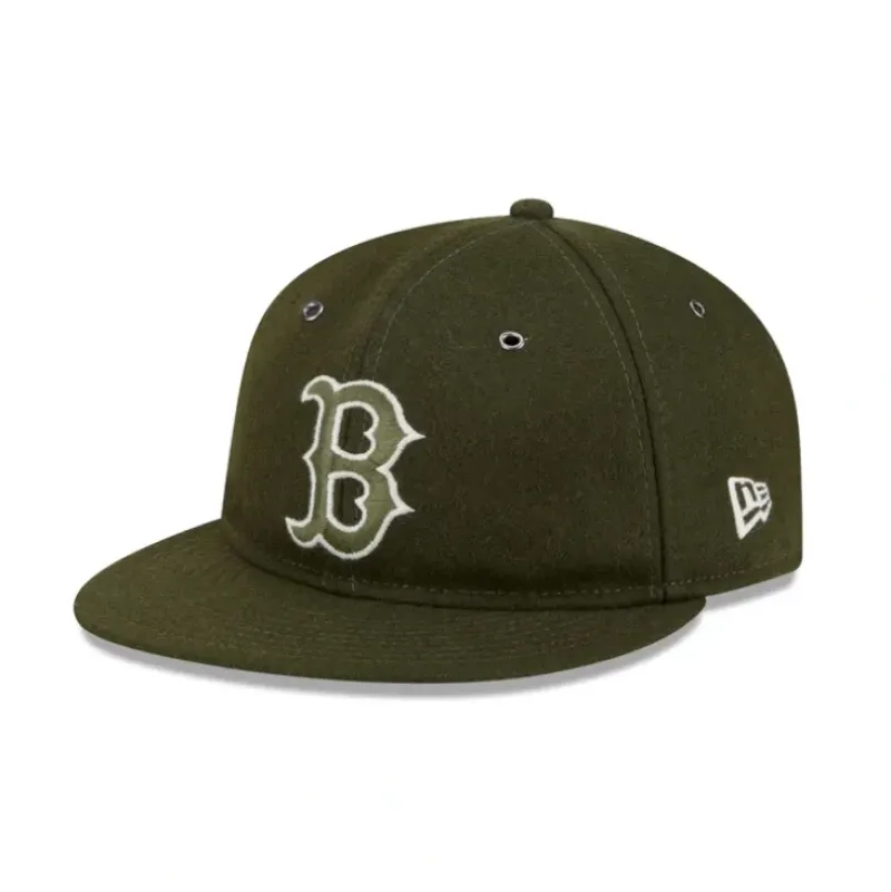 Store Boston Red Sox New Olive Wool Retro Crown 59FIFTY Fitted Hat - KTGCaps - Baseball caps for various teams, purchased online at a discount Caps