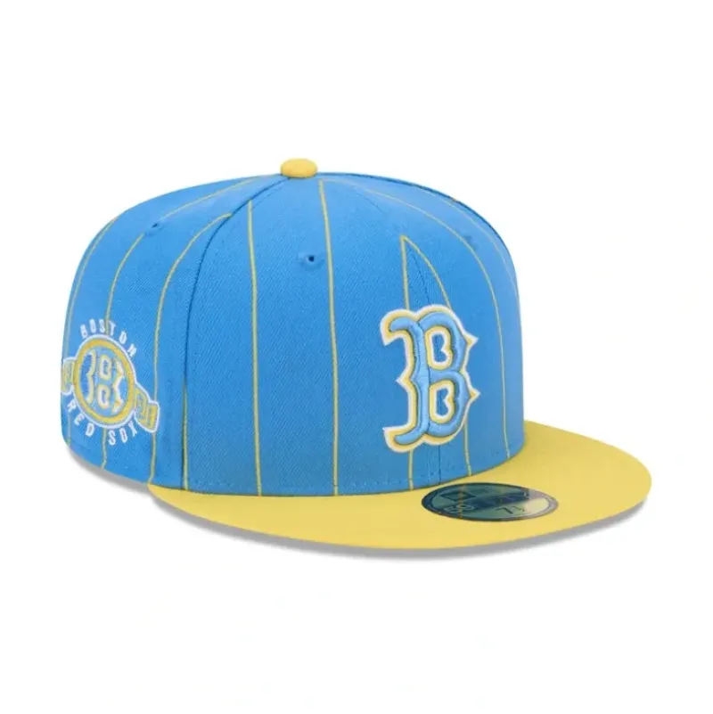 New Boston Red Sox Throwback Pinstripe 59FIFTY Fitted Hat - KTGCaps - Baseball caps for various teams, purchased online at a discount Caps
