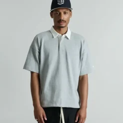 Outlet Brand New Era Alden Heather Gray Rugby Shirt - KTGCaps - Baseball caps for various teams, purchased online at a discount Caps