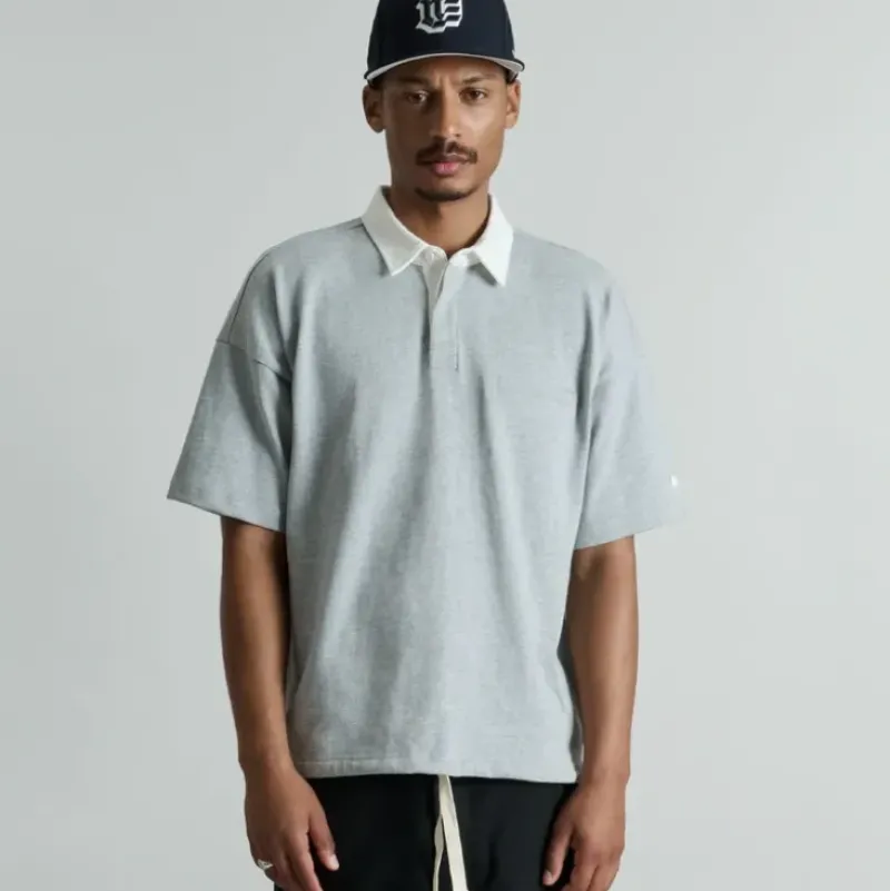 Outlet Brand New Era Alden Heather Gray Rugby Shirt - KTGCaps - Baseball caps for various teams, purchased online at a discount Caps
