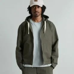 Fashion Brand New Era Forge Dusty Charcoal Hooded Work Jacket - KTGCaps - Baseball caps for various teams, purchased online at a discount Caps