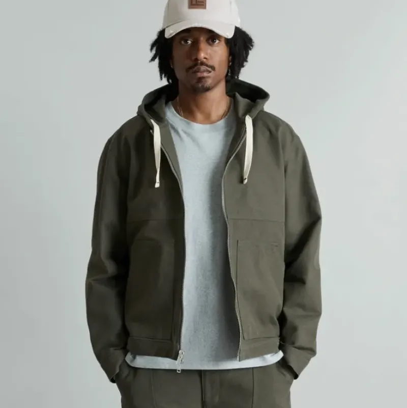 Fashion Brand New Era Forge Dusty Charcoal Hooded Work Jacket - KTGCaps - Baseball caps for various teams, purchased online at a discount Caps
