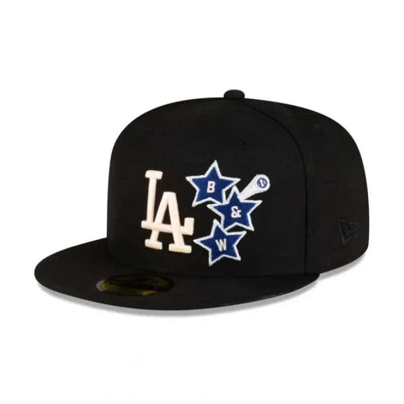 Outlet Bricks amp Wood x Los Angeles Dodgers Black 59FIFTY Fitted Hat - KTGCaps - Baseball caps for various teams, purchased online at a discount Caps