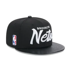 Clearance Brooklyn Nets Faux Leather Visor 9FIFTY Snapback Hat - KTGCaps - Baseball caps for various teams, purchased online at a discount Caps