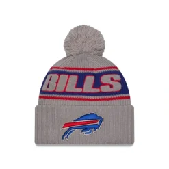 New Buffalo Bills 2024 Cold Weather Gray Pom Knit Hat - KTGCaps - Baseball caps for various teams, purchased online at a discount Caps