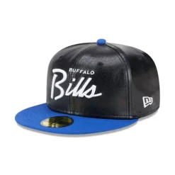 Best Buffalo Bills Faux Leather Crown 59FIFTY Fitted Hat - KTGCaps - Baseball caps for various teams, purchased online at a discount Caps