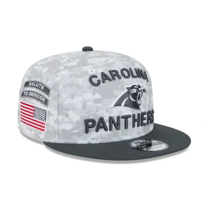 Flash Sale Carolina Panthers 2024 Salute to Service 9FIFTY Snapback Hat - KTGCaps - Baseball caps for various teams, purchased online at a discount Caps