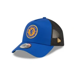 Discount Chelsea FC Lion Crest Seasonal Blue 9FORTY AFrame Trucker Hat - KTGCaps - Baseball caps for various teams, purchased online at a discount Caps
