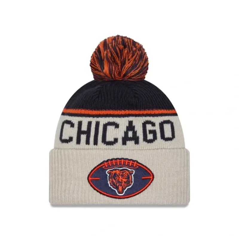 Hot Chicago Bears 2024 Cold Weather Historic Pom Knit Hat - KTGCaps - Baseball caps for various teams, purchased online at a discount Caps