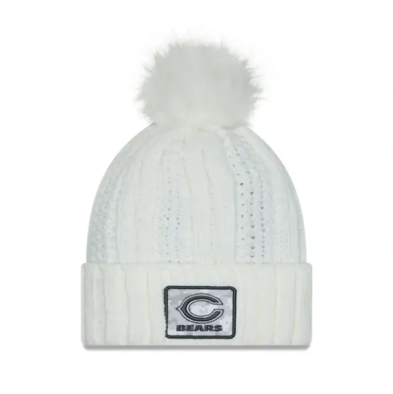 Clearance Chicago Bears 2024 Salute to Service Womens Pom Knit Hat - KTGCaps - Baseball caps for various teams, purchased online at a discount Caps