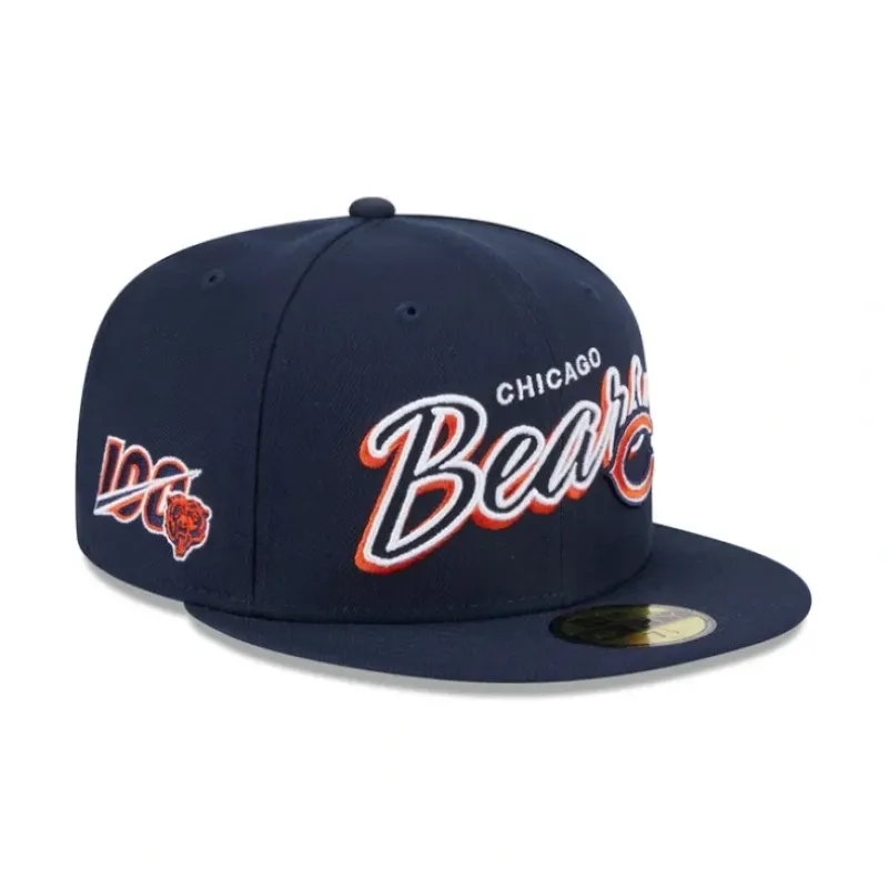 Flash Sale Chicago Bears Script Sided 59FIFTY Fitted Hat - KTGCaps - Baseball caps for various teams, purchased online at a discount Caps