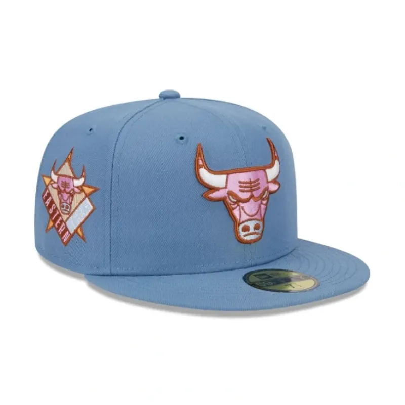 Shop Chicago Bulls Color Pack Faded Blue 59FIFTY Fitted Hat - KTGCaps - Baseball caps for various teams, purchased online at a discount Caps