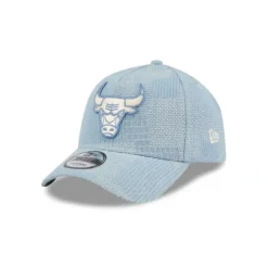 Clearance Chicago Bulls Logo Essentials Denim 9FORTY AFrame Snapback Hat - KTGCaps - Baseball caps for various teams, purchased online at a discount Caps