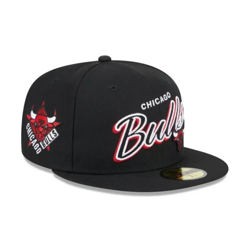 Shop Chicago Bulls Script Sided 59FIFTY Fitted Hat - KTGCaps - Baseball caps for various teams, purchased online at a discount Caps