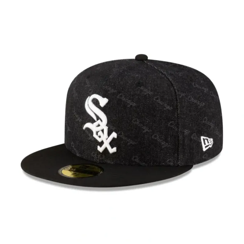 Flash Sale Chicago White Sox Laser Burn Out Black 59FIFTY Fitted Hat - KTGCaps - Baseball caps for various teams, purchased online at a discount Caps