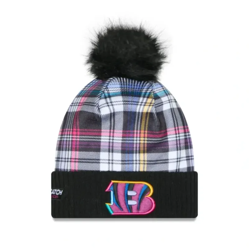 Fashion Cincinnati Bengals 2024 Crucial Catch Womens Pom Knit Hat - KTGCaps - Baseball caps for various teams, purchased online at a discount Caps