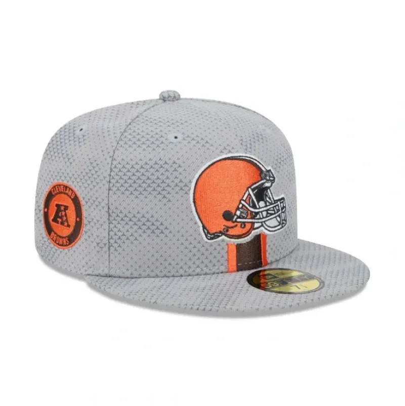 Shop Cleveland Browns 2024 Sideline Gray 39THIRTY Stretch Fit Hat - KTGCaps - Baseball caps for various teams, purchased online at a discount Caps