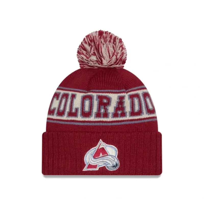 Shop Colorado Avalanche Retro Pom Knit Hat - KTGCaps - Baseball caps for various teams, purchased online at a discount Caps